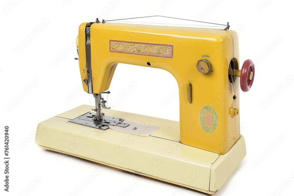Sewing machine photo on white isolated background