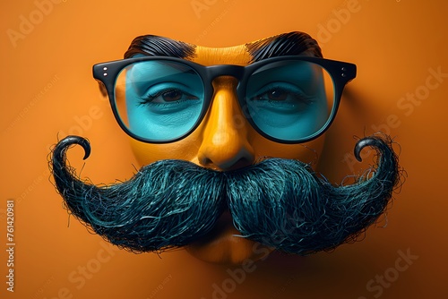 Man Wearing Fake Mustache and Glasses photo