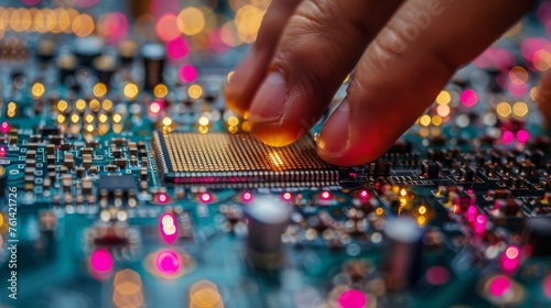 Person Touching Circuit Board With Hands