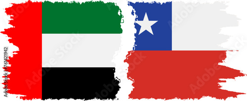 Chile and United Arab Emirates grunge flags connection vector