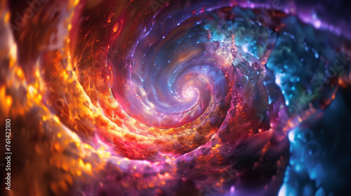 Vibrant abstract cosmic whirl, a kaleidoscope of colors creating a virtual soundscape experience