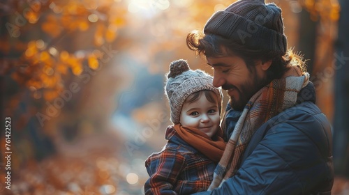 Man Holding Small Child in Arms