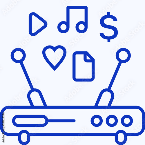 Content & Transit Network, Internet Service Provider Icon - Blue, Outline