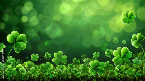 Vibrant four-leaf clovers illustration in a green festive arrangement