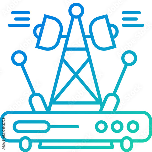 Content & Transit Network, Internet Service Provider Icon - Pink, Blue, Gradient, Outline