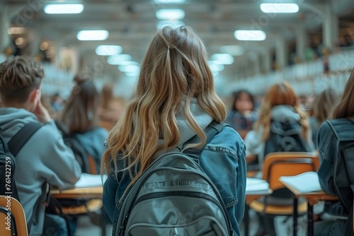 Students Sitting at Desks in a Classroom