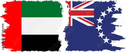 Cook Islands and United Arab Emirates grunge flags connection vector