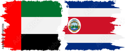 Costa Rica and United Arab Emirates grunge flags connection vector