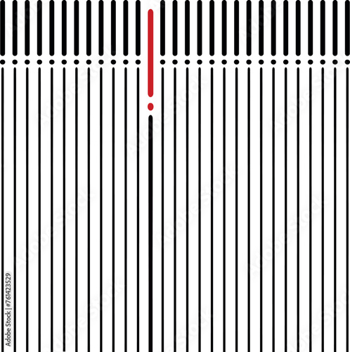 Vertical broken lines or exclamation point symbols.