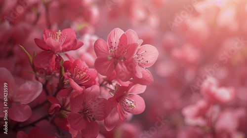 Blooming Pink Flowers Cluster