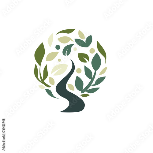 Nature tree path circle logo