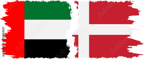 Denmark and United Arab Emirates grunge flags connection vector