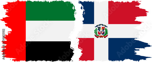 Dominican Republic and United Arab Emirates grunge flags connection vector