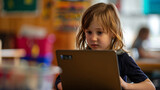 Child Engrossed in Laptop Learning
