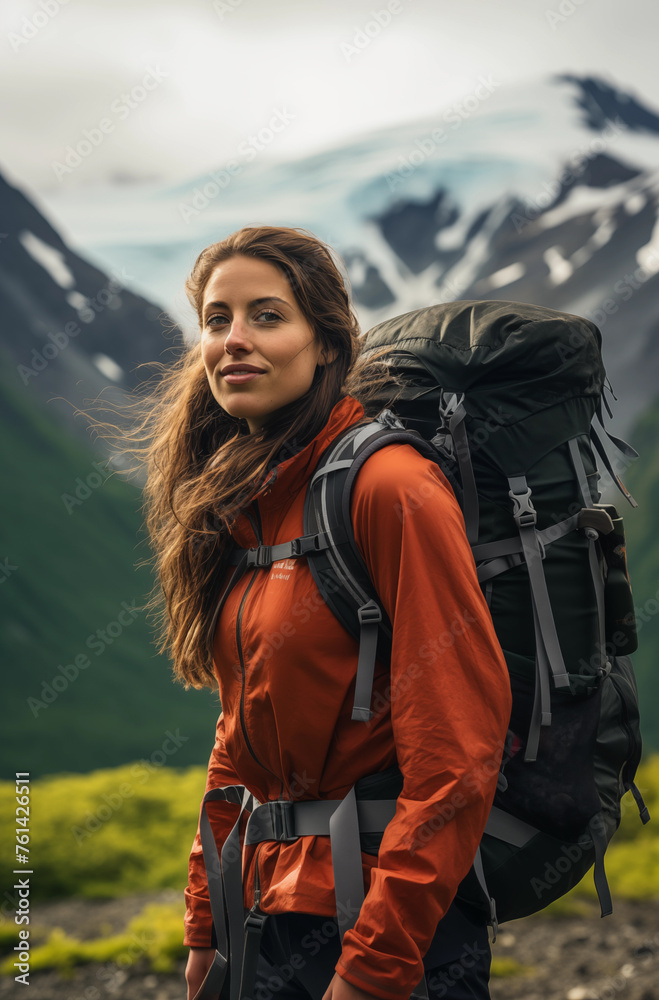 Obraz premium Woman Hiking in the Wilderness