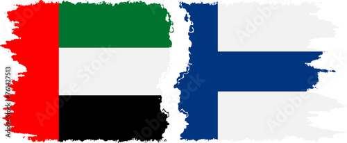 Finland and United Arab Emirates grunge flags connection vector