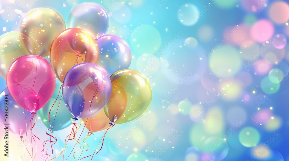 Happy birthday celebration background with realistic colorful balloons design for greeting card, poster,