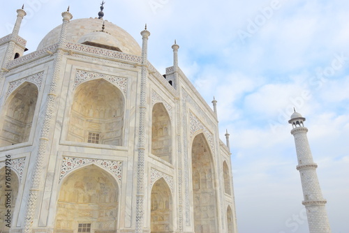 AGRA, INDIA - MARCH 17: The people visit Taj Mahal, Agra, India on March 17, 2024. The Taj Mahal is a mausoleum located in Agra, India and is one of the most recognizable structures in the world