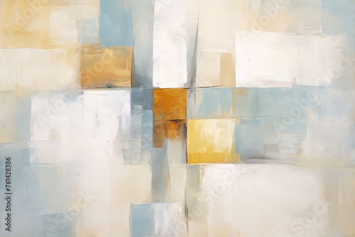 Abstract painting with geometric shapes in muted colors photo