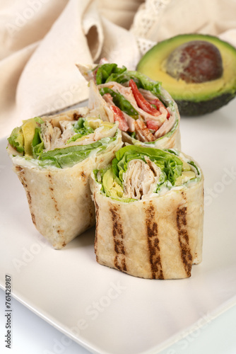 Delicious tortilla wraps with chicken and vegetables