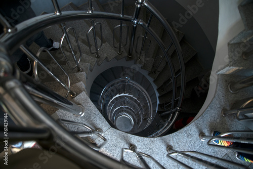High-angle view of the spiral staircases