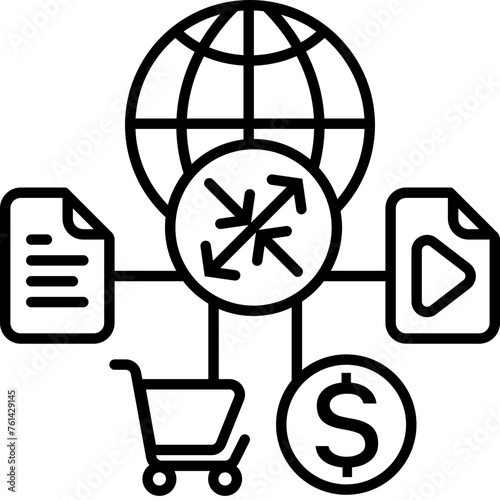 Content & Transit Network, Transit Network Icon - Black, Outline