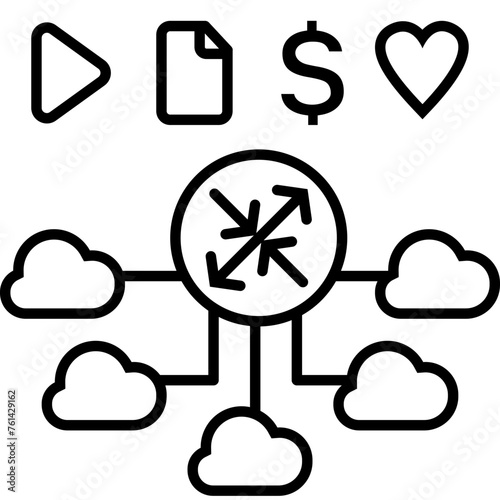 Content & Transit Network, Transit Network Icon - Black, Outline