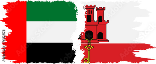 Gibraltar and United Arab Emirates grunge flags connection vector
