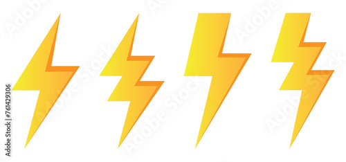Electricity symbol, high voltage sign, 3d lightning icon set, transparent vector.