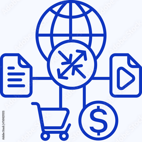 Content & Transit Network, Transit Network Icon - Blue, Outline