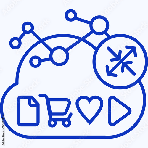 Content & Transit Network, Transit Network Icon - Blue, Outline