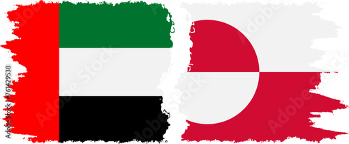 Greenland and United Arab Emirates grunge flags connection vector