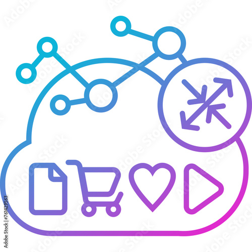 Content & Transit Network, Transit Network Icon - Pink, Blue, Gradient, Outline
