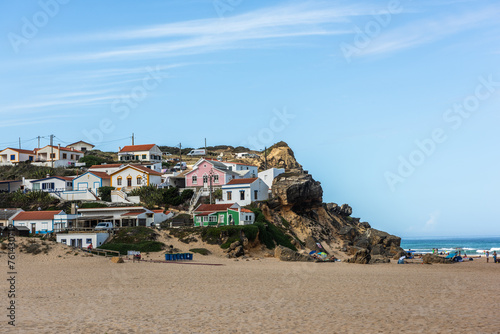 Atlantic Ocean, rocky cliffs and sandy beach in Portugal © marcin jucha