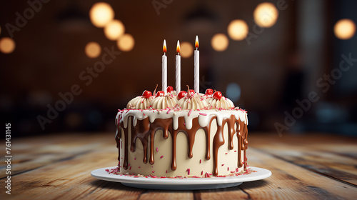 birthday chocolate cake with candle