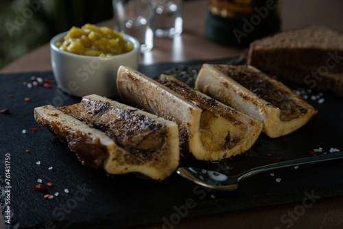 Baked marrow bone with thyme