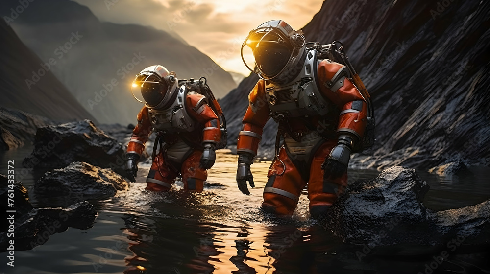 Astronauts donning cutting-edge space suits Astronauts donning cutting-edge space suits