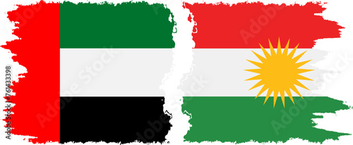 Kurdistan and United Arab Emirates grunge flags connection vector