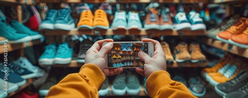 Anonymous taking photo of shoes for selling online