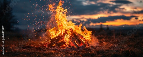 Bonfire with high flames