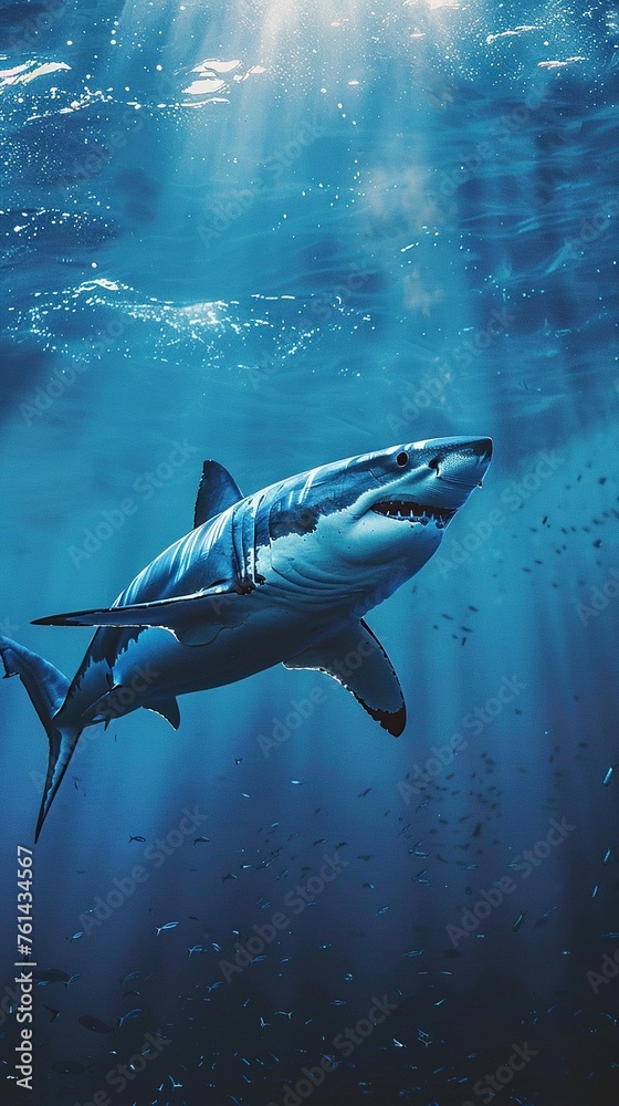 Fototapeta premium Great white shark in sea