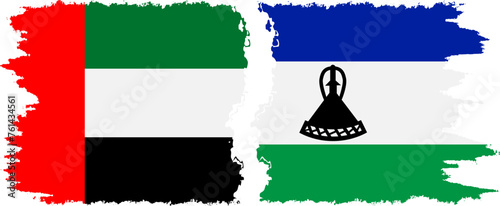 Lesotho and United Arab Emirates grunge flags connection vector