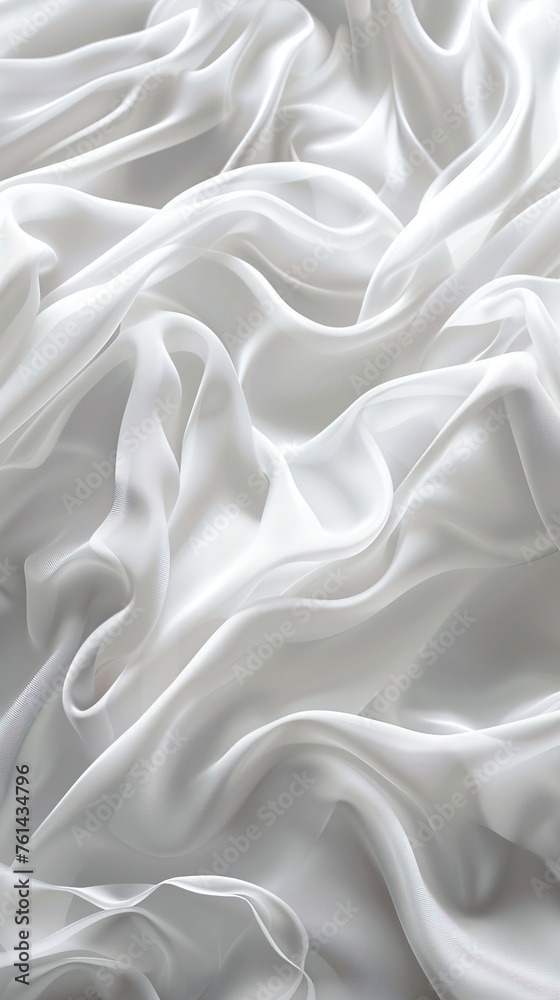 Fototapeta premium illustration of bright white fabric material in wavy layers of abstract background with dark shadows