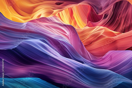 Surreal colorful landscape inspired by Grand Canyon. rock formations. Abstract colorful background image. Created with Generative AI technology