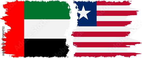 Liberia and United Arab Emirates grunge flags connection vector