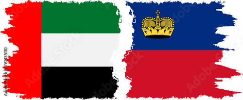 Liechtenstein and United Arab Emirates grunge flags connection vector
