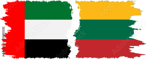 Lithuania and United Arab Emirates grunge flags connection vector
