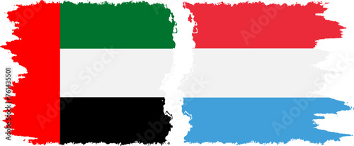 Luxembourg and United Arab Emirates grunge flags connection vector