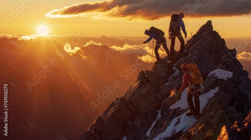 Climbers at Sunset
