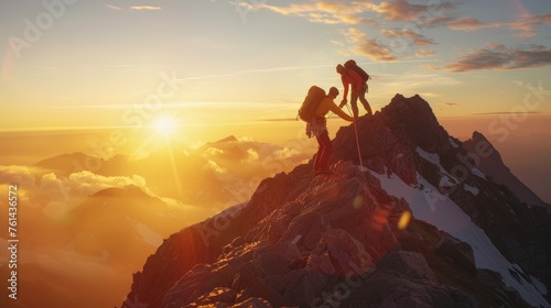 Climbers at Sunset